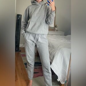Gray Aritzia TNA cozy AF fleece hoodie